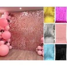 Cortina QUADRADA Metalizada 1mx2m painel decoração festas