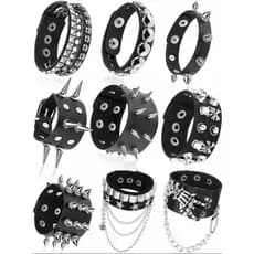 Pulseira de corrente  e tachas de gótica, pulseira de rock and roll punk para Unissex SAARA