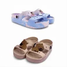 Sandália Babuche Feminino Infantil Capivara Antiderrapante Bege e Rosa Capivara