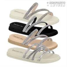 Sandália Papete Slide Beira Rio Original Feminina Tiras Strass