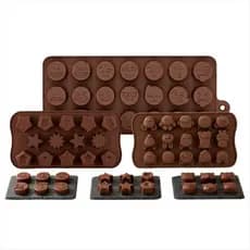 Forma De Silicone Molde Chocolate Sabonete Gelo Kit 3un Marrom Conjunto 3 Unidades