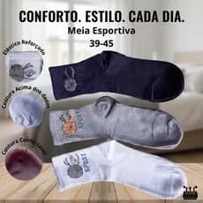 Meias Cano Médio Masculino Esportiva Poliéster Tamanho 39-45 Academia Corrida
