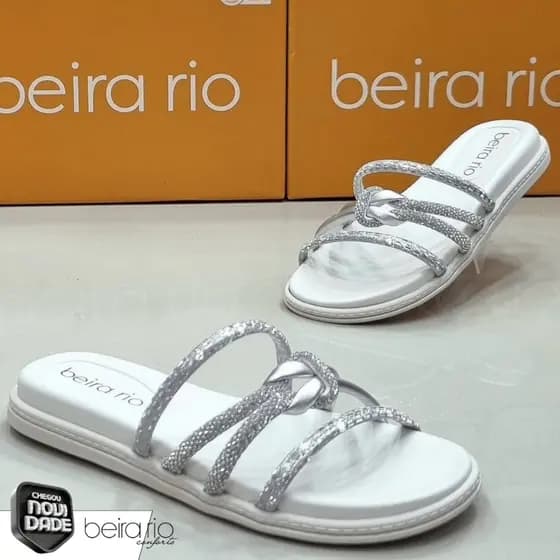 Sandalia Feminino Papete Strass Cristal Beira Rio Original Promoção Lançamento