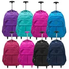 Mochila De Rodinha Juvenil Adulto Estilo Tactel Reforçada Leve Escolar Viagem