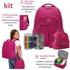 Kit Escolar Juvenil Adulto Mochila Reforçada Espaço Para Notebook Lancheira Térmica E Estojo Box