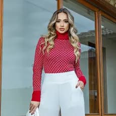 Blusa de Frio Feminina Moda Outono Inverno Tricot Confortável Cacharrel Gola Alta Elegante