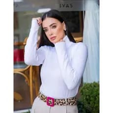 Blusa Feminina Cacharrel Manga Longa Gola Alta Macia Confortável Moda Outono Inverno