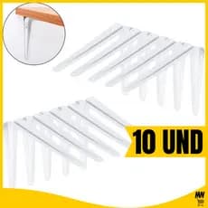 Kit 10 Suportes Mão Francesa 15 X 20cm Para Prateleira Tábua Cantoneira Reforçada Reutilizável
