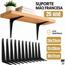 Suportes Mão Francesa Preta 10x12cm/15x20cm/20x25cm Canto Tábua Cantoneira Reforçada Preto