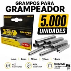 Grampo Grampeador Tapeceiro Kit 6 / 8 / 10 / 12 / 14 Fertak Tools