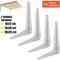 Kit 2 a 20 Suportes Mão Francesa 10x12/15x20/20x25cm - Para Prateleira Tábua Cantoneira Reforçada
