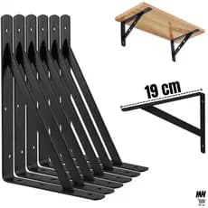 Kit de suporte 2 a 20 Mãos francesas 19cm Preta Canto de Prateleira Reforçado