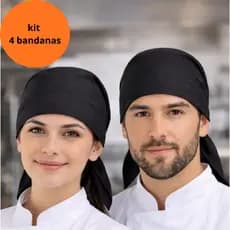 kit 4 Bandanas lenço oxford restaurante lanchonete pizzaria bar Food Truck