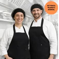 kit 1 TOUCA TELINHA AVENTAL OXFORD COZINHA BAR RESTAURANTE LANCHONETE FOOD TRUCK PADARIA SORVETERIA
