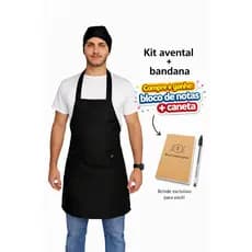 Kit Avental de Cozinha + Bandana Oxford Uniforme Profissional Chef Restaurante Lanchonete Padaria Bar Unissex