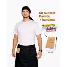 Kit Avental Barista + Bandana em Oxford Cozinha Bar Restaurante Hotel Lanchonete Food Truck Padaria