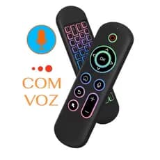 Controle Air Mouse Com Voz Mini Teclado Bluetooth RGB Luminoso Para Pc Windows Android Mec Linux