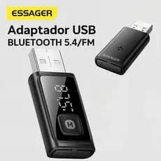 Adaptador Bluetooth 5.4 Essager Transmissor FM Carro USB Som Automotivo Viva-voz Microfone Integrado