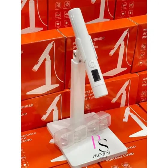 Lâmpada uv com base de Manicure Branca com Suporte de Tela 360 Graus Rotativa e Aquecimento Multifuncional