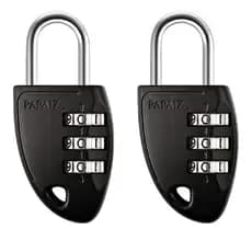 Kit 2 Cadeado De Aço Com Segredo Senha 3 Dígitos Preto Papaiz Cs23 30mm Zamac