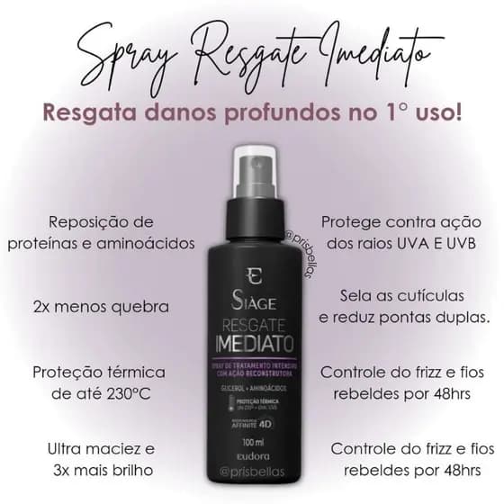 Creme Para Pentear Leave In Siàge Spray Resgate Imediato 100ml