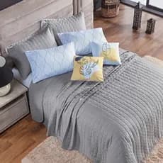 Kit Cobre Leito Casal Queen King Basic 7 Peças Micropercal 300 Fios Matelado Fronhas Capas Almofada Conforto Elegância
