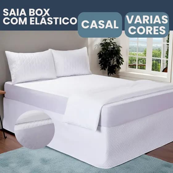 Saia Cama Box Com Elástico Matelassê Ajustável Tecido Premium Acabamento Elegante Quarto