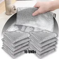 Kit 15 Pano De Aço Limpeza Arame Metálico Para Lavar Louça Multiuso Cozinha Fibra Arear Panela Inox