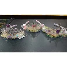 Tiara Princesa Infantil com Strass e Pedras Coloridas + Tiara com Led + Coroa Luxo para Festa, Brincadeira e Aniversário