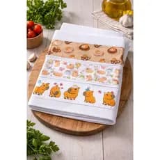 Kit 3 Panos de Pratos Premium 70x46cm 100% Algodão Capivara - Envio Imediato