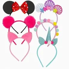 Tiara Infantil Kit 6 Unidades Mundo Rosa Meninas Personalizada Personagens Sereia Minnie Unicórnioio