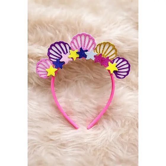 Tiara De Conchas Sereia Infantil Personalizadas Festas Fantasias Temáticas Meninas Mundo Rosa Cabelo