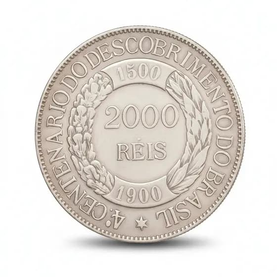 Moeda 2000 Réis 1900 Descobrimento Brasil Antiga
