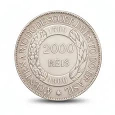Moeda 2000 Réis 1900 Descobrimento Brasil Antiga