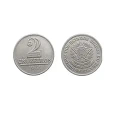 Moeda Antiga De 2 Cruzeiros Ano 1961 Brasil Original
