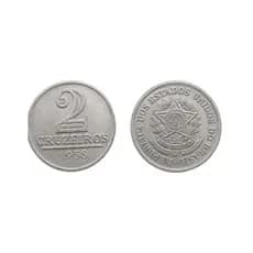 Moeda Antiga De 2 Cruzeiros Ano 1958 Brasil Original