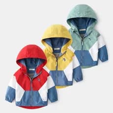 Jaqueta Com Capuz Infantil De Mola Para Meninos Patchwork Corta-Vento Outono Casaco Casual Roupas Infantis 2 Y-6 Anos
