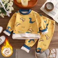 Novo Conjunto De Roupa Interior Térmica Das Crianças Meninos Mais Velo Engrossado Roupas Do Bebê Meninas Outono Quentes