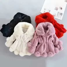 Crianças Outono Inverno Moda Espessurada Casaco de Algodão Quente Casaco Peludo Bonito das Meninas 2-8 Anos