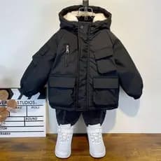 Meninos Outono-Inverno Moda Carta De Pelúcia Impressão De Casaco Com Capuz Para Crianças Zíper Sports Casacos 3-10 Anos