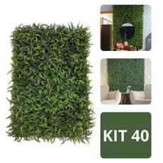 Kit 40 Placas De Samambaia Cheia 40x60 Artificial Muro Inglês Jardim Vertical Folhagem Parede Verde Plantas Artificiais