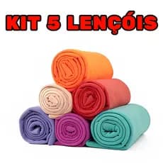 Kit 5 Lençol em Malha 100% algodão - Com elástico - Solteiro Casal Queen