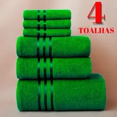 KIT 4 Toalhas - Banho e Rosto Grande Macia 100% Algodão Seca Rápido Ótima Absorção