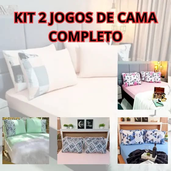 2 Jogos de Lençol Malha 100% algodão Com Elástico Resistente LD Todos os Tamanhos