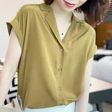 Camisa Feminina Folgada De Chiffon De Seda Fria Plus Size