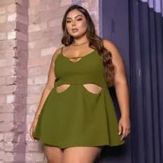 Vestido Feminino Plus Size Macaquinho Short Saia