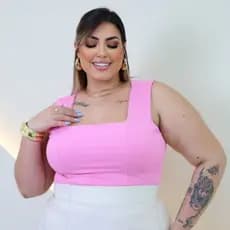 Blusa Regata Regatinha Decote Quadrado Plus Size Veste 44 ao 52 Ribana Moda Feminina Tendência Verão