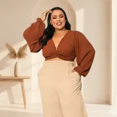 Blusa Manga Longa Casual Feminina Plus Size