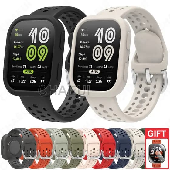 Pulseira De Silicone Com Moldura De Caixa , Acessórios De Para Amazfit Bip 6