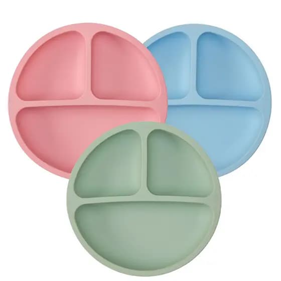 Prato Silicone Divisórias Com Ventosa Bebê Infantil Blw Introdução Alimentar
